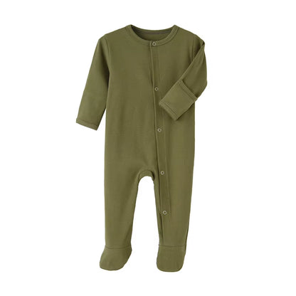 Organic Cotton Baby Rompers Footed Sleep and Play Autumn Winter Full Sleeve Jumpsuit Infant Footies Solid Color Bottoming Cloth
