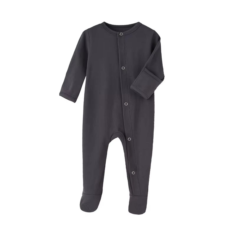 Organic Cotton Baby Rompers Footed Sleep and Play Autumn Winter Full Sleeve Jumpsuit Infant Footies Solid Color Bottoming Cloth
