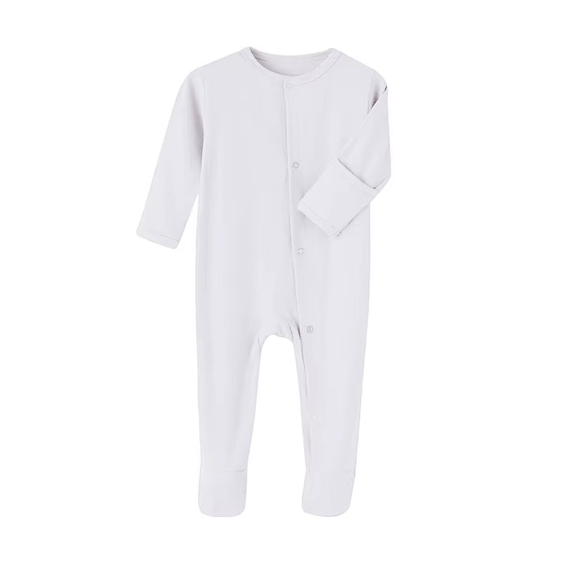 Organic Cotton Baby Rompers Footed Sleep and Play Autumn Winter Full Sleeve Jumpsuit Infant Footies Solid Color Bottoming Cloth