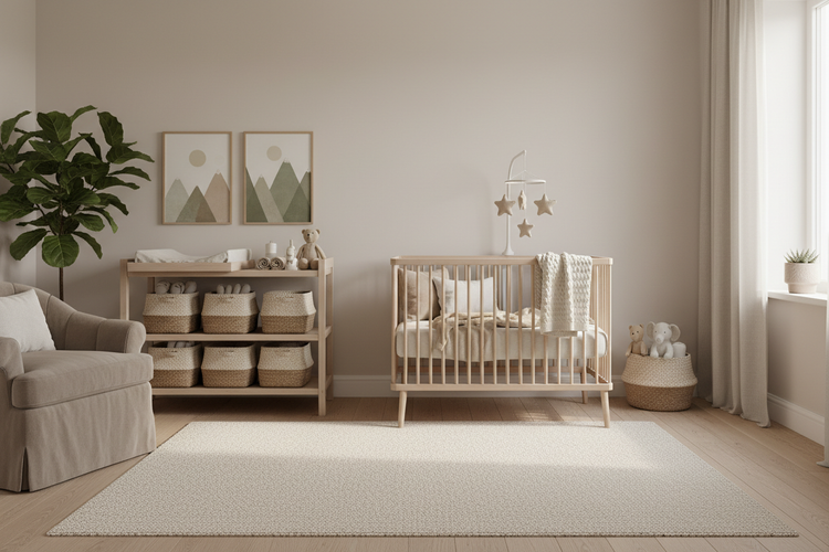 billed der illustere te Baby værelse i neutrale farver 