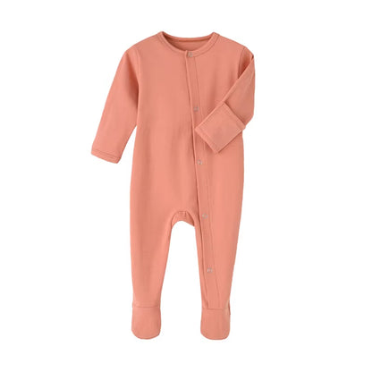 Organic Cotton Baby Rompers Footed Sleep and Play Autumn Winter Full Sleeve Jumpsuit Infant Footies Solid Color Bottoming Cloth