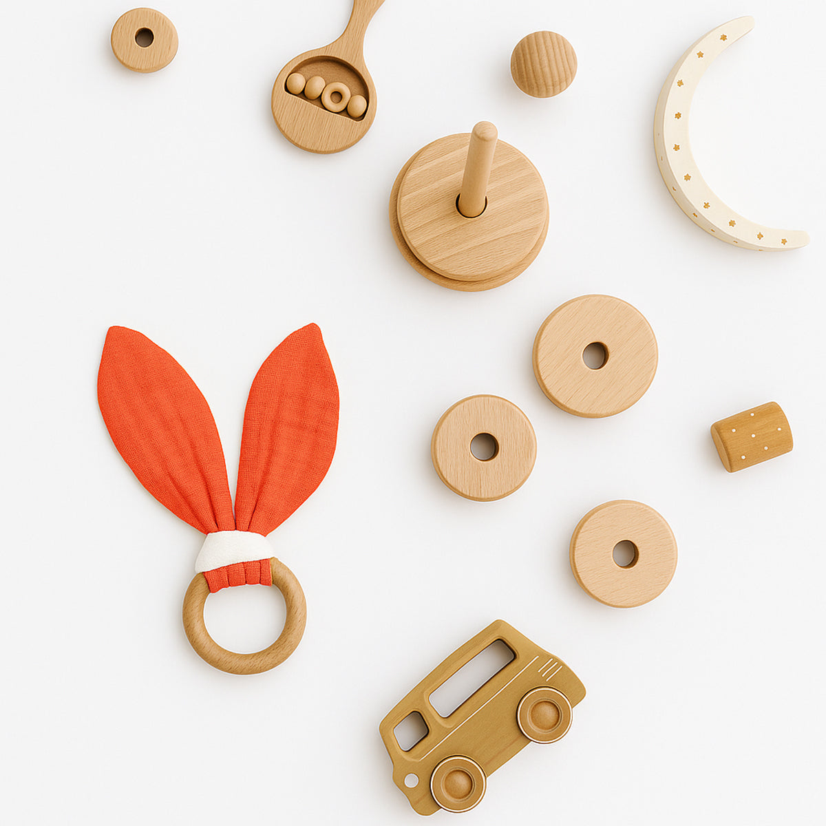 Organic Cotton Teething Ring - Strawberry